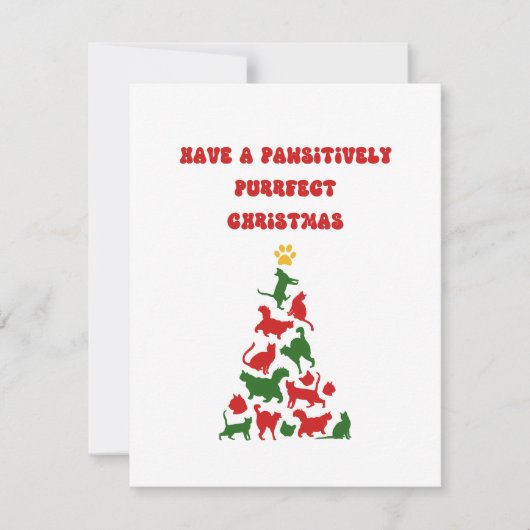 Cartes Pour Fêtes Annuelles Funny Chat Arbre de Noël (Devant)