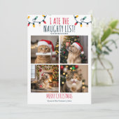 Cartes Pour Fêtes Annuelles Funny Chat Chien Naughty List Custom Christmas Pho (Debout devant)