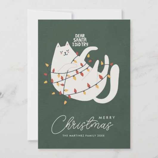 Cartes Pour Fêtes Annuelles Funny Chat Joyeux voeux de Noël (Devant)