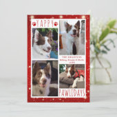 Cartes Pour Fêtes Annuelles Funny Chien 4 Photo Collage YAPPY PAWLIDAYS Rouge (Debout devant)