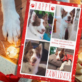 Cartes Pour Fêtes Annuelles Funny Chien 4 Photo Collage YAPPY PAWLIDAYS Rouge