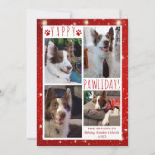 Cartes Pour Fêtes Annuelles Funny Chien 4 Photo Collage YAPPY PAWLIDAYS Rouge (Devant)