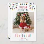 Cartes Pour Fêtes Annuelles Funny Chien chat animal de compagnie photo Noël Fe (Devant / Derrière)