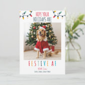 Cartes Pour Fêtes Annuelles Funny Chien chat animal de compagnie photo Noël Fe (Debout devant)