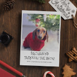 Cartes Pour Fêtes Annuelles Funny Chien Dachshund Photo Noël<br><div class="desc">Posséder un Dachshund ? Voici la carte de Noël pour vous. Il suffit de télécharger une photo de votre magnifique dachshund chien ou de garder la photo qui est déjà présenté. La carte lit la citation drôle 'dachshund à travers la neige!' et est signé avec joyeux noël et votre nom....</div>