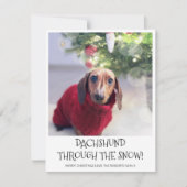 Cartes Pour Fêtes Annuelles Funny Chien Dachshund Photo Noël (Devant)