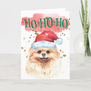 Cartes Pour Fêtes Annuelles Funny Chien Poméranien Santa chapeau yappy howlida