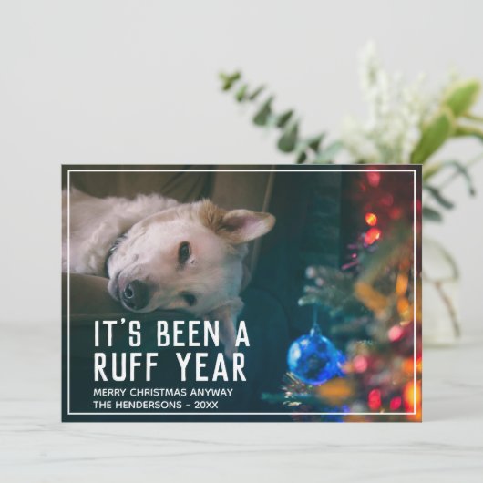 Cartes Pour Fêtes Annuelles Funny Chien Ruff Année 2020 (Debout devant)