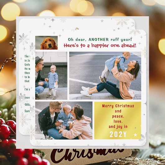 Cartes Pour Fêtes Annuelles Funny Chien Ruff Année Paix Amour Joy 4 Photos Mod