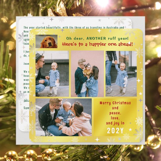 Cartes Pour Fêtes Annuelles Funny Chien ruff année Paix Amour Joy Golden 5 Pho