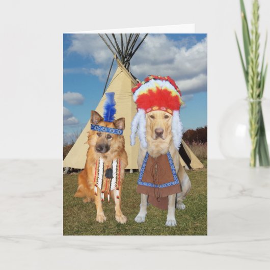 Cartes Pour Fêtes Annuelles Funny Chiens amérindiens Valentine (Devant)