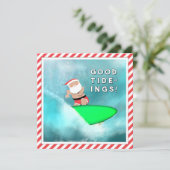 Cartes Pour Fêtes Annuelles Funny Christmas Beach Surf (Debout devant)