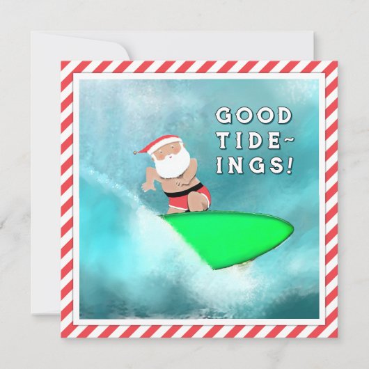 Cartes Pour Fêtes Annuelles Funny Christmas Beach Surf (Devant)