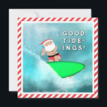 Cartes Pour Fêtes Annuelles Funny Christmas Beach Surf<br><div class="desc">Les cartes de fin de année de Noël des surfeurs de Père Noël Creative.</div>