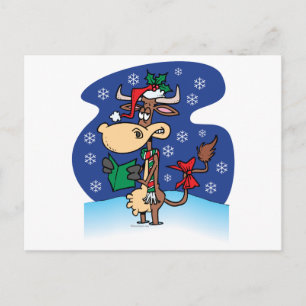 Cartes Pour Fêtes Annuelles funny christmas caroling cow cartoon