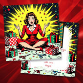 Cartes Pour Fêtes Annuelles Funny Christmas, Coffee and Panic Retro Humorous