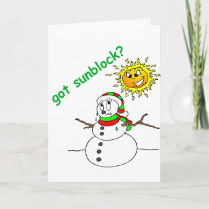Cartes Pour Fêtes Annuelles Funny Christmas Melding Snowman a obtenu Sunblock 