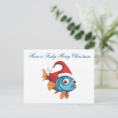 Cartes Pour Fêtes Annuelles Funny Christmas Père Noël Fish (Debout devant)