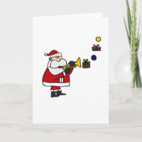 Funny Christmas Père Noël Jouer à la trompette