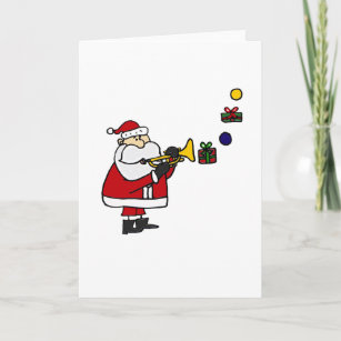 Cartes Pour Fêtes Annuelles Funny Christmas Père Noël Jouer à la trompette