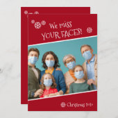 Cartes Pour Fêtes Annuelles Funny Covid Photo On Manque Vos Visages Rouge (Devant / Derrière)