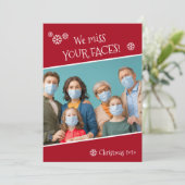 Cartes Pour Fêtes Annuelles Funny Covid Photo On Manque Vos Visages Rouge (Debout devant)