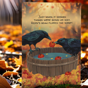 Cartes Pour Fêtes Annuelles Funny Crow Apple Bobbing Bird Fall Orchard Harvest