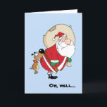 Cartes Pour Fêtes Annuelles Funny Dog et Santa Christmas<br><div class="desc">This humorous Holiday card fea cartoon image of Santa being by dog. The text on the front says,  "Oh,  well... " et on the inside in red,  "Merry Christmas anyway !" Tout le texte est customizable. *This design uses clip art from www.graphicsfactory.com</div>