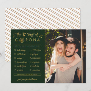 Cartes Pour Fêtes Annuelles Funny Douze Jours de Corona Photo Gold Green