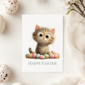 Cartes Pour Fêtes Annuelles Funny Easter Cat Flat Greeting Card