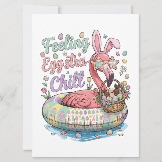 Cartes Pour Fêtes Annuelles Funny Easter Flamingo Feeling Eggstra Chill Cute (Devant)
