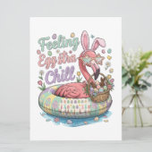 Cartes Pour Fêtes Annuelles Funny Easter Flamingo Feeling Eggstra Chill Cute (Debout devant)