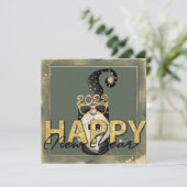 Cartes Pour Fêtes Annuelles Funny Elf Gold Parties scintillant Custom Script p (Debout devant)