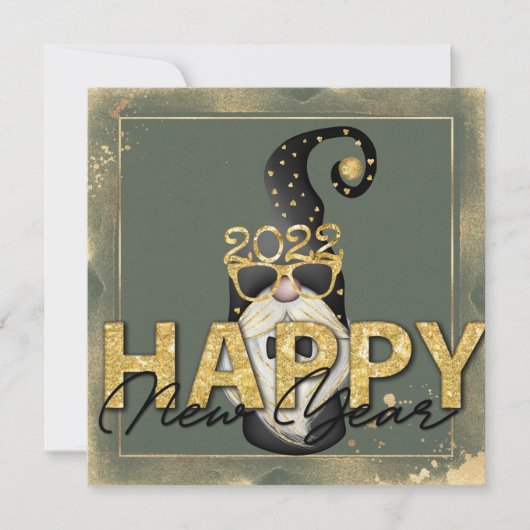 Cartes Pour Fêtes Annuelles Funny Elf Gold Parties scintillant Custom Script p (Devant)