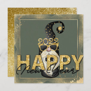 Cartes Pour Fêtes Annuelles Funny Elf Gold Parties scintillant Custom Script p