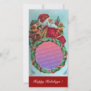 CARTES POUR FÊTES ANNUELLES FUNNY ET HUMOUR SANTA CLAUS COURONNE VINTAGE