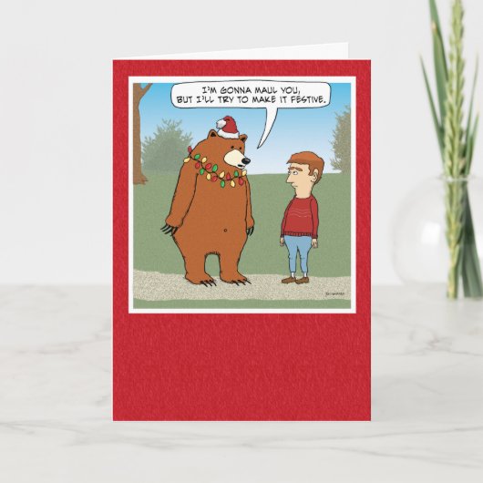 Cartes Pour Fêtes Annuelles Funny Festive Mauling Bear Noël (Devant)