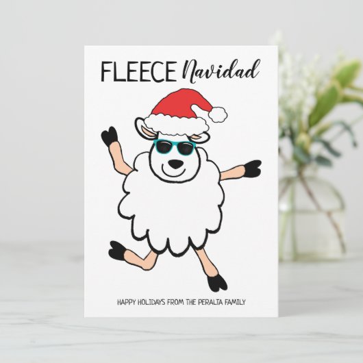Cartes Pour Fêtes Annuelles Funny Fleece Navidad Dancing Sheep Père Noël Noël (Debout devant)