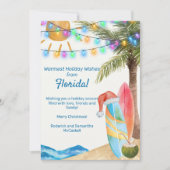 Cartes Pour Fêtes Annuelles Funny Florida Sandy Beach Surfs planches Noël (Devant)