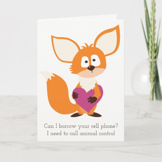 Cartes Pour Fêtes Annuelles Funny Fox and Heart Valentine's Day Card (Devant)