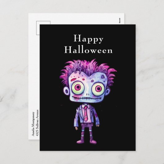 Cartes Pour Fêtes Annuelles Funny Frankenstein Monster Halloween Fun (Devant / Derrière)