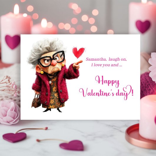 Cartes Pour Fêtes Annuelles Funny Grumpy Lady Making Faces Valentine