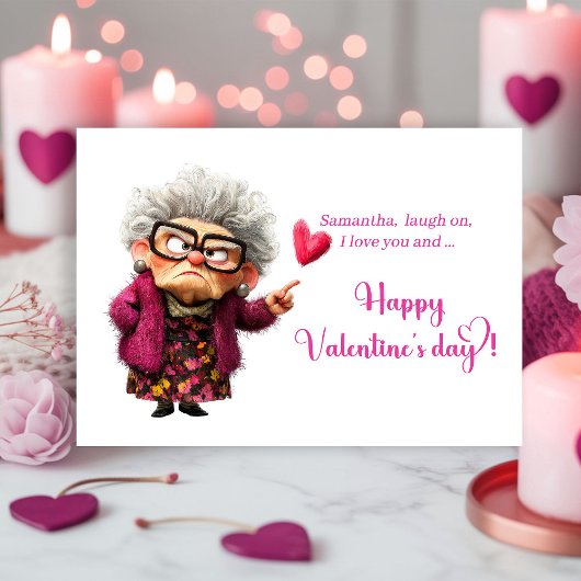 Cartes Pour Fêtes Annuelles Funny Grumpy Old Lady Attitude Valentine’s Day  