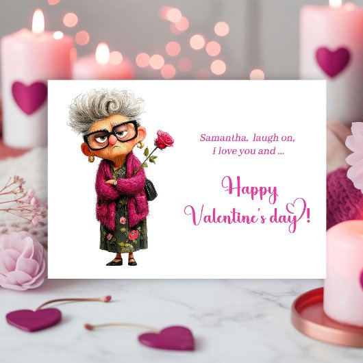Cartes Pour Fêtes Annuelles Funny Grumpy Old Woman Valentine Card Playful
