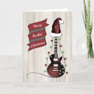 Cartes Pour Fêtes Annuelles Funny Guitar Rock et Roll Christmas Musicien Holi