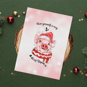 Cartes Pour Fêtes Annuelles Funny Ham Yself un très joyeux cochon de Noël