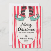 Cartes Pour Fêtes Annuelles Funny Hand Drawn Elf Sock Christmas Non-Photo (Devant)