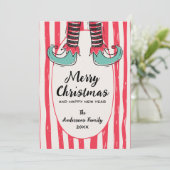 Cartes Pour Fêtes Annuelles Funny Hand Drawn Elf Sock Christmas Non-Photo (Debout devant)