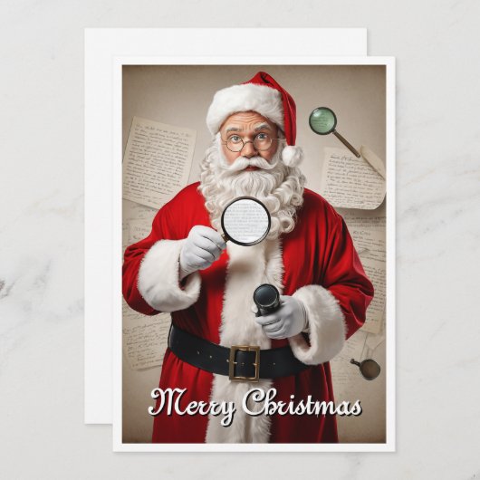 Cartes Pour Fêtes Annuelles Funny Hilarious Père Noël détective Noël (Devant / Derrière)
