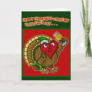 Cartes Pour Fêtes Annuelles Funny Holiday Drunk Turkey Heart
